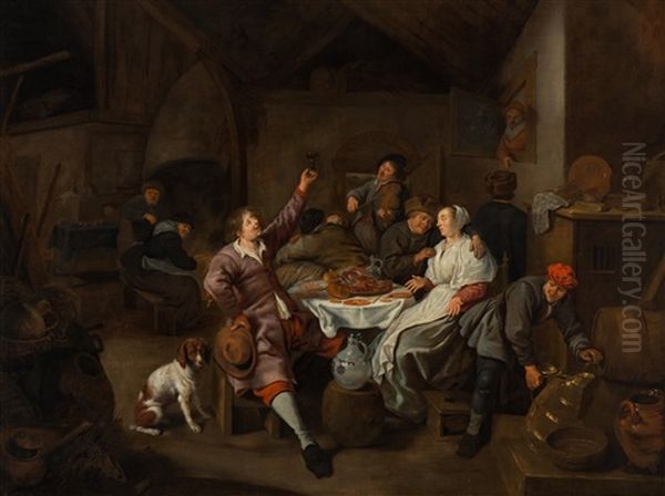 Farm Interior With Peasant Entertainment - view 1