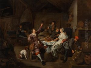Farm Interior With Peasant Entertainment Farm Interior With Peasant Entertainment