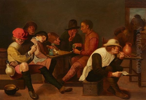 Tavern Interior With Smoking Peasants - view 1