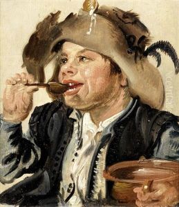 A Young Boy Eating Porridge