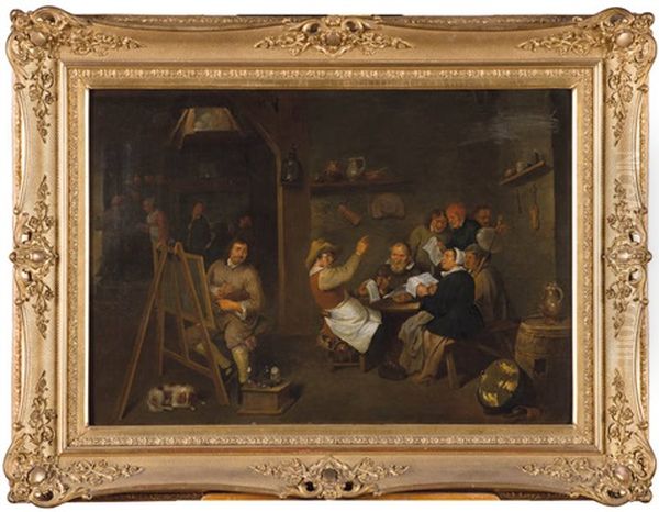 Peintre Au Travail Dans Une Auberge Animee - view 1