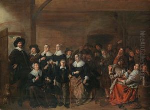 La Main Chaude Mit Familienportrait by Jan Miense Molenaer