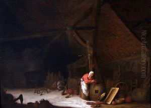 Stalinterieur Met Boerenvrouw by Jan Miense Molenaer