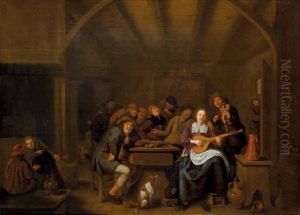 Joyeuse Compagnie Dans Un Estaminet Avec Un Couple De Musicien by Jan Miense Molenaer
