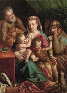 Sacra Famiglia E San Giovannino by Giovanni Francesco Bezzi