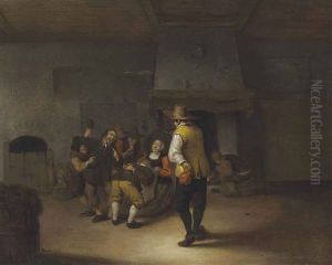 An Interior With Carousing Peasants
