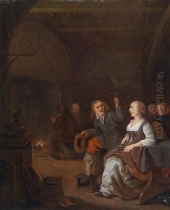Wirtshausinterieur Mit Konversierendem Paar by Jan Miense Molenaer