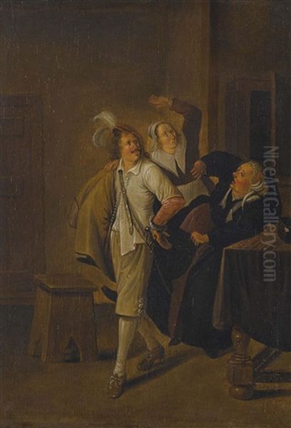 Interieurszene Mit Herrn Und Geldwechslerin - view 1