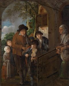 Zwei Bauerliche Genreszenen, 1. Musizierende Savoyardenfamilie, 2. Kucheninterieur (2 Works)