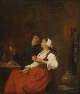 Interieur Mit Trinkendem Und Essendem Paar by Jan Miense Molenaer
