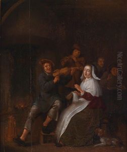 Wirtshausinterieur Mit Musizierenden Personen