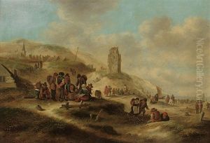 A Coastal Landscape With Figures In The Foreground by Jan Miense Molenaer