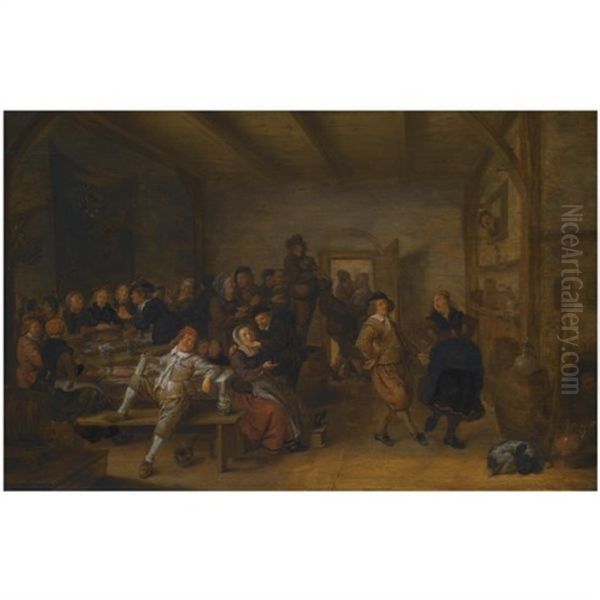 A Tavern Interior With Figures Revelling And Merry-making During A Wedding Feast - view 1