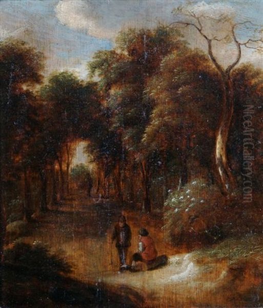 Figures In A Wooded Landscape - view 1