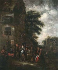 Frohliche Gesellschaft Vor Einem Wirtshaus by Jan Miense Molenaer