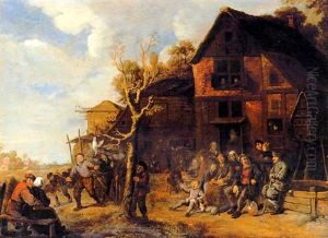 Het Knuppelen Van De Gans by Jan Miense Molenaer
