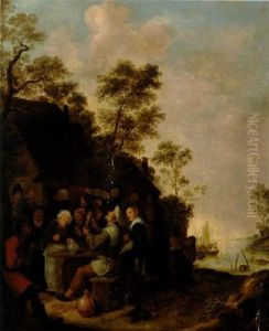 Frohliche Gesellschaft Vor Einem Wirtshaus by Jan Miense Molenaer