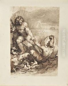 Plume Et Encre Noire, Lavis Brun. by Giuseppe Bezzuoli