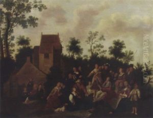 Peasants Making Music And Dancing Before A Tower by Jan Miense Molenaer
