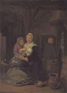 Bauern In Der Stube by Jan Miense Molenaer