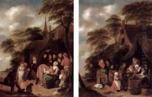 Pfannkuchenbackerin Vor Einem Festzelt by Jan Miense Molenaer