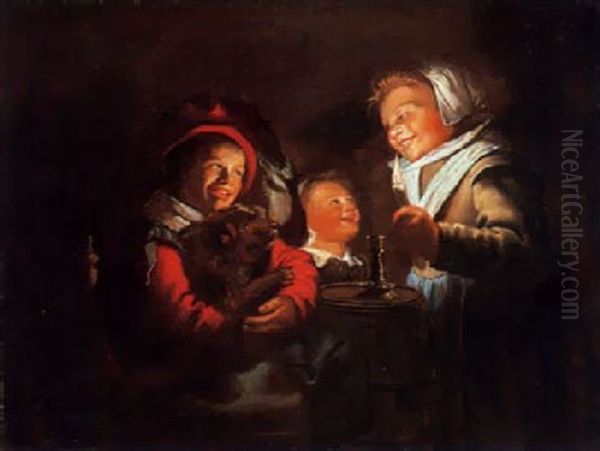 Lachende Kinder Bei Kerzenlicht - view 1