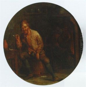 A Boor Smoking A Pipe In An Interior by Jan Miense Molenaer