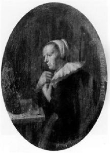 A Woman Looking Into A Mirror by Jan Miense Molenaer