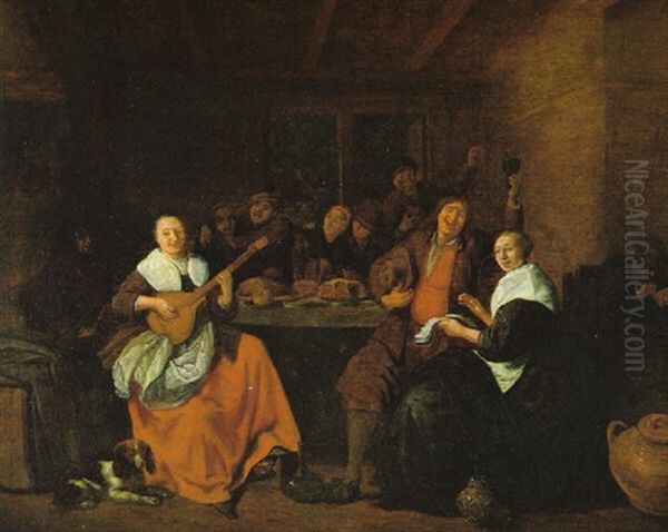 Musizierende Und Zechende Bauern In Einem Wirtshaus - view 1