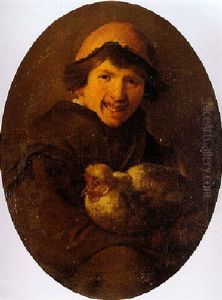 A Peasant Holding A Hen by Jan Miense Molenaer