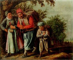 A Peasant Family Carrying Baskets On A Track On The Way To Market by Jan Miense Molenaer