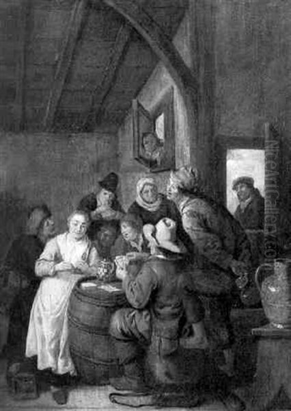 Boors Playing At Cards In A Tavern - view 1