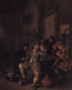 Boors Carousing In A Tavern by Jan Miense Molenaer