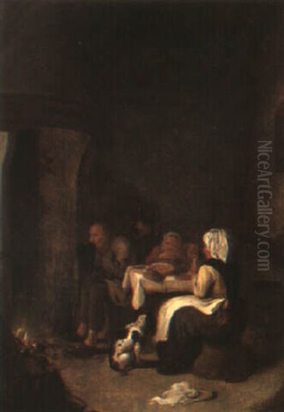 Domestic Interior With A Family Saying Grace Before A Meal - view 1