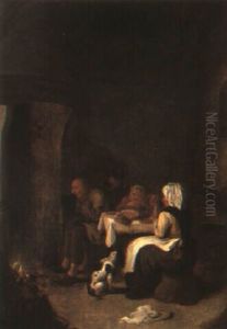 Domestic Interior With A Family Saying Grace Before A Meal by Jan Miense Molenaer