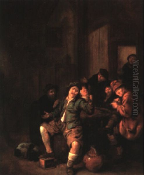 Peasants Seated Around A Table In An Interior Smoking And Drinking - view 1