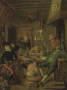 Peasants Drinking And Smoking In An Inn by Jan Miense Molenaer