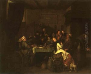 Figures Merrymaking In A Tavern by Jan Miense Molenaer