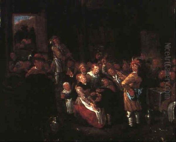 Barn Interior With Figures Playing The Slipper Game - view 1