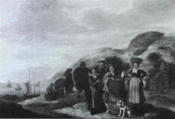 Fischer Und Fischhandler Am Strand - view 1