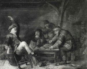 Boors In An Interior by Jan Miense Molenaer
