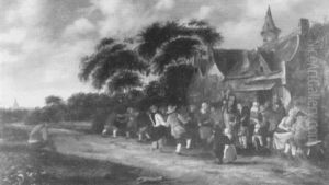 Figures Merrymaking Before A Tavern Figures Merrymaking Before A Tavern
