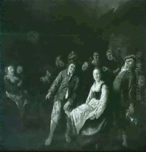 Peasants Playing Games In An Interior - view 1