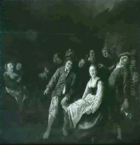 Peasants Playing Games In An Interior by Jan Miense Molenaer
