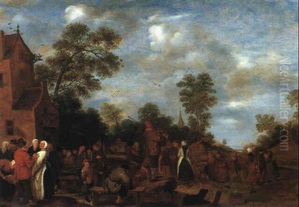 Feiernde Bauern Vor Einem Wirtshaus - view 1