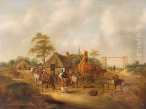 Die Rast Der Reiter Vor Der Wirtschaft by Nicolaes Molenaer
