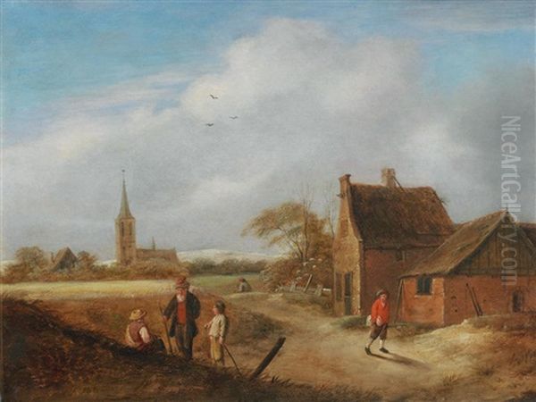 A Dune Landscape With Figures Before A Village - view 1