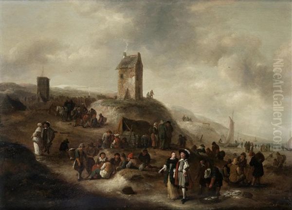 Fishermen Selling Their Catch On A Beach - view 1