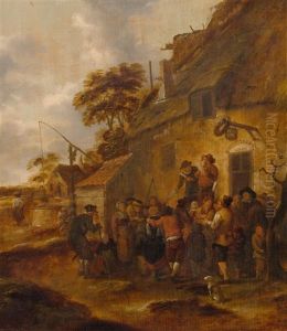 A Merry Company Before Tavern by Nicolaes Molenaer