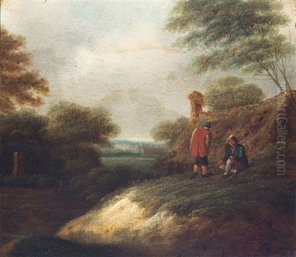 Buurpraatje Bij Huis In Boomrijk Landschap - view 1